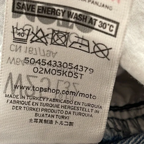 TOPSHOP MOTO Mom Floral Embroidered Boho Jeans Size 25x32 Blue Cotton Denim - Picture 10 of 11